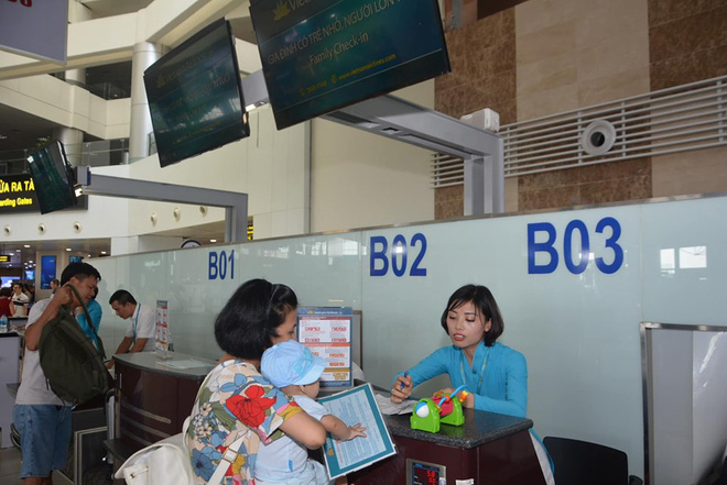 Tất cả các quầy thủ tục của Vietnam Airlines tại cảng hàng không quốc tế Nội Bài 